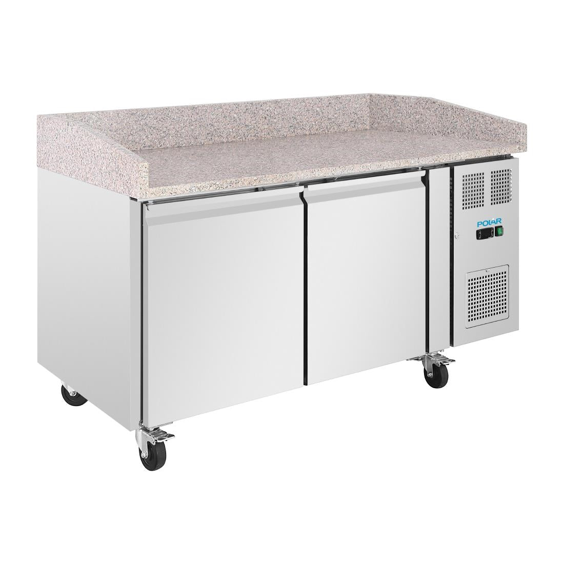UA081 Polar U-Series Double Door Pizza Counter with Granite Top 428Ltr