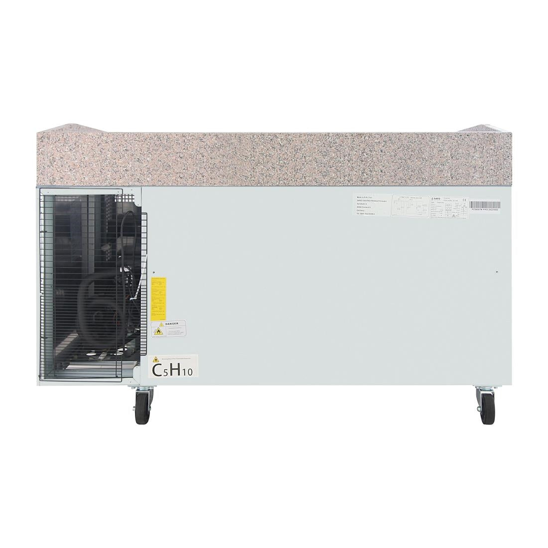 UA081 Polar U-Series Double Door Pizza Counter with Granite Top 428Ltr