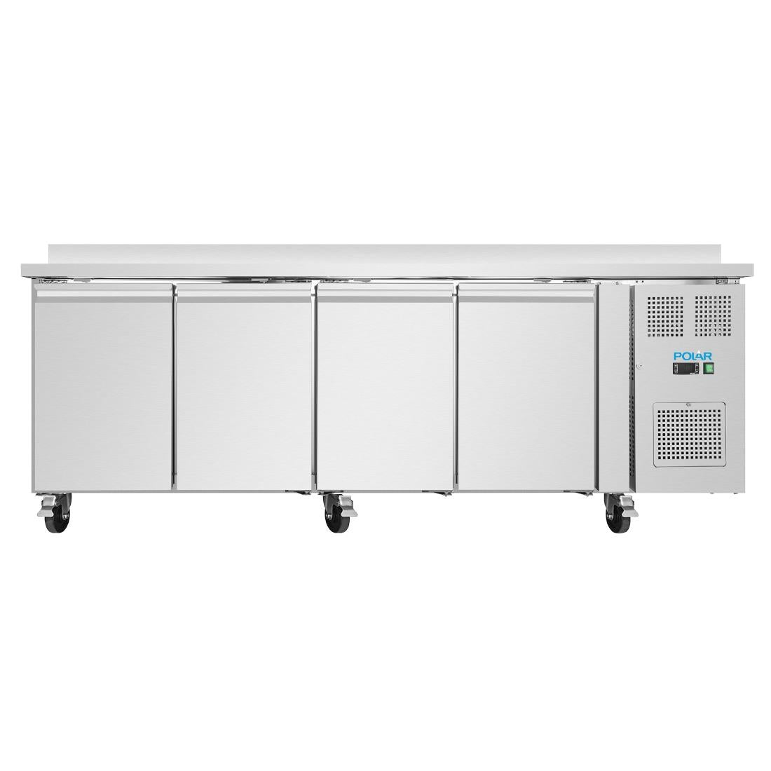 Polar U-Series Four Door Counter Fridge with Upstand 553Ltr