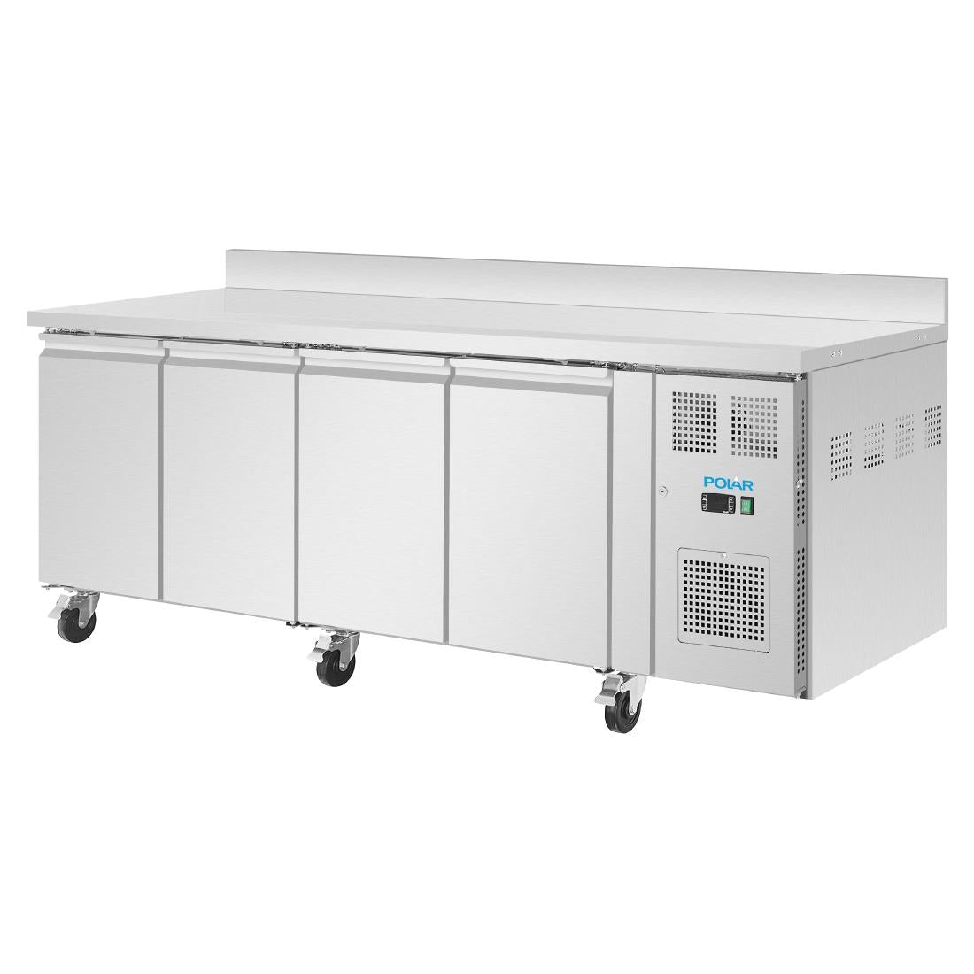 Polar U-Series Four Door Counter Fridge with Upstand 553Ltr
