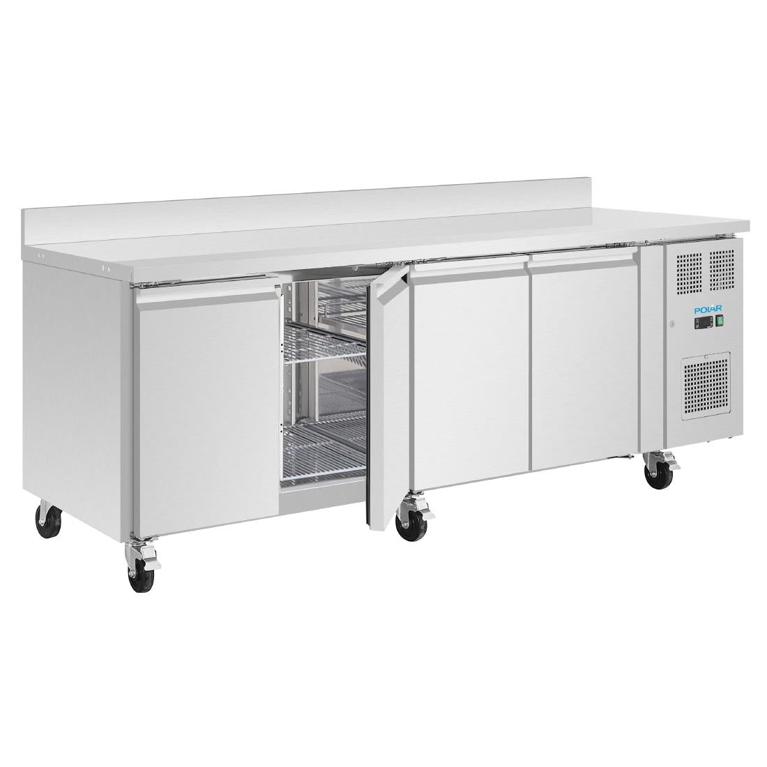 Polar U-Series Four Door Counter Fridge with Upstand 553Ltr