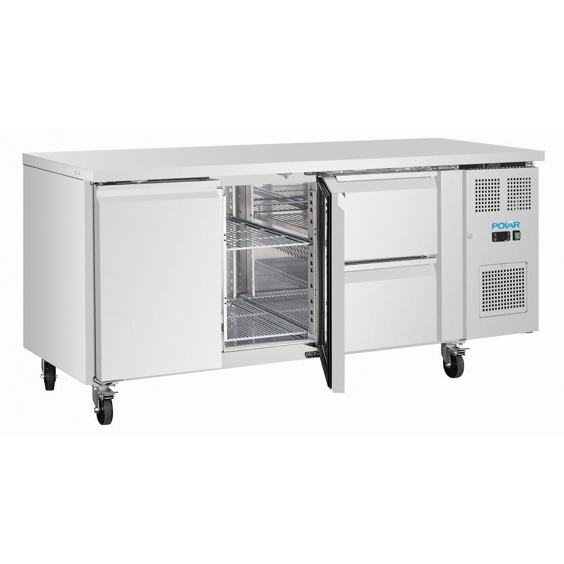 Polar U-Series Double Door Counter Fridge 242Ltr