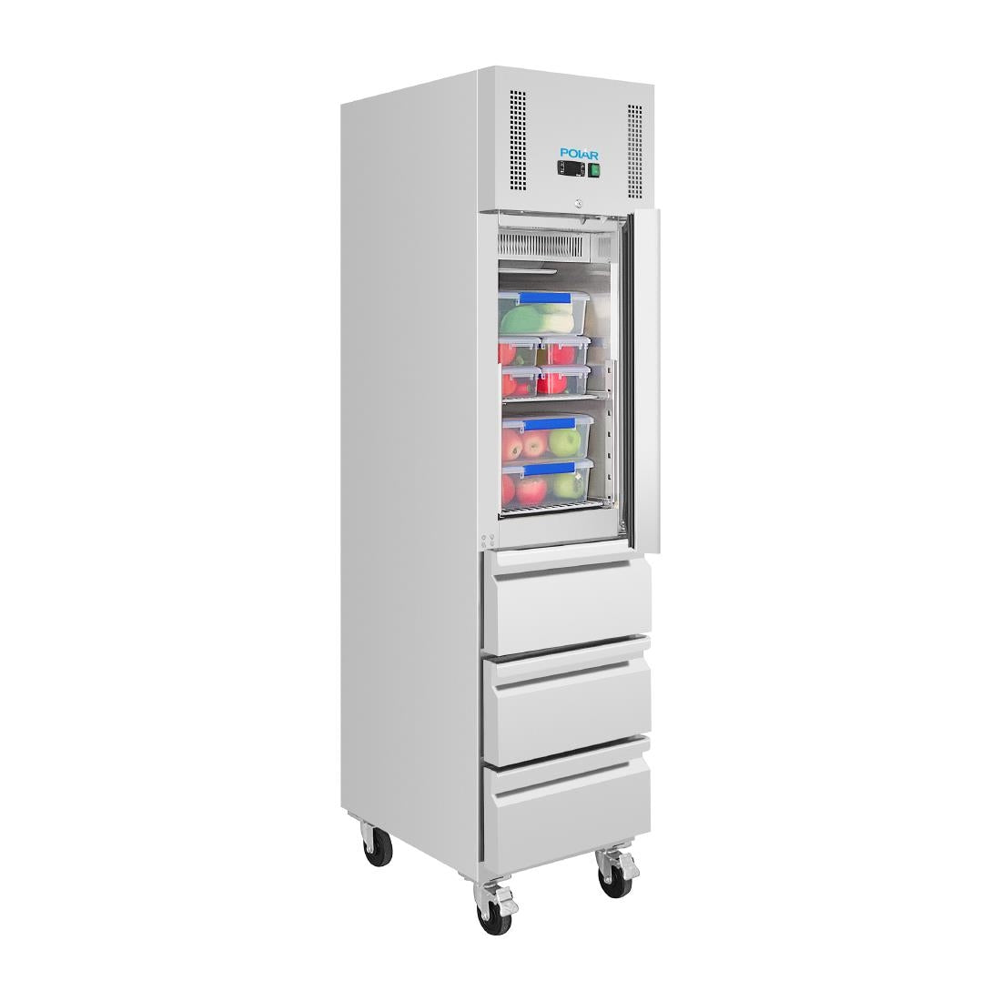 Polar U-Series Single Door & 3 Drawer Slimline GN Cabinet Fridge 292Ltr