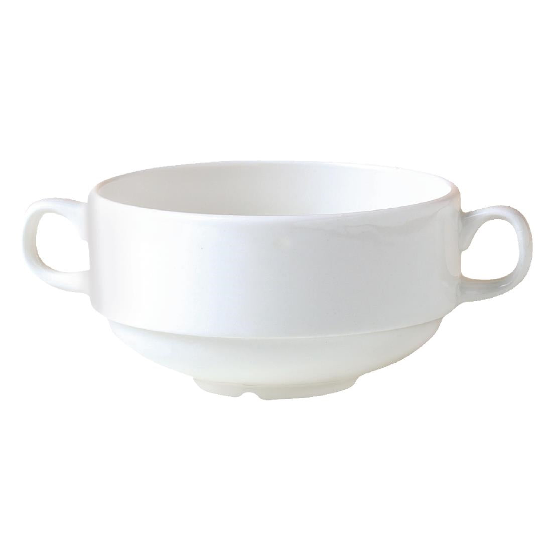 V6873 Steelite Monaco White Stacking Handled Soup Cups 285ml (Pack of 36)