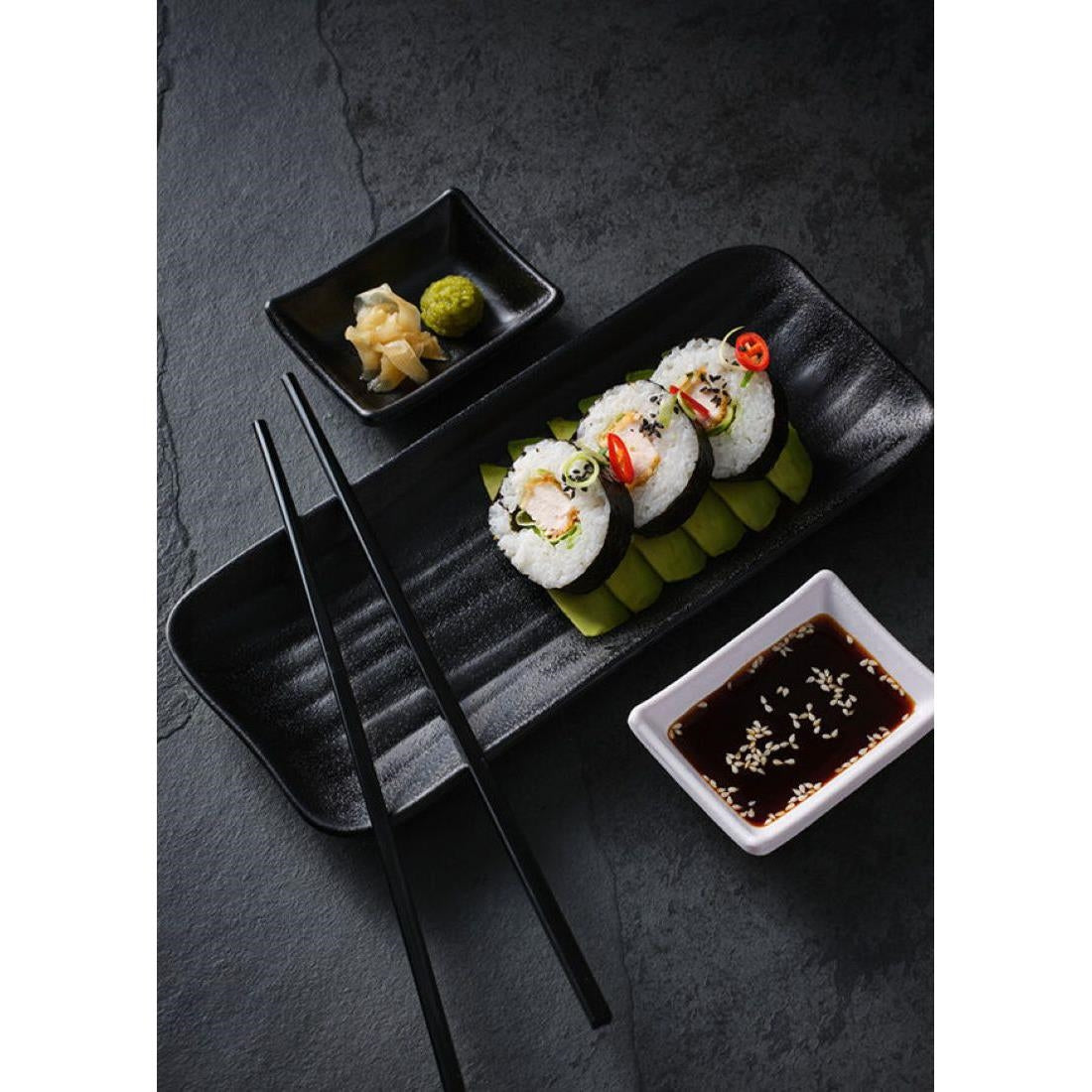 Utopia Zen Melamine Bowls Black 210mm (6 Pack)