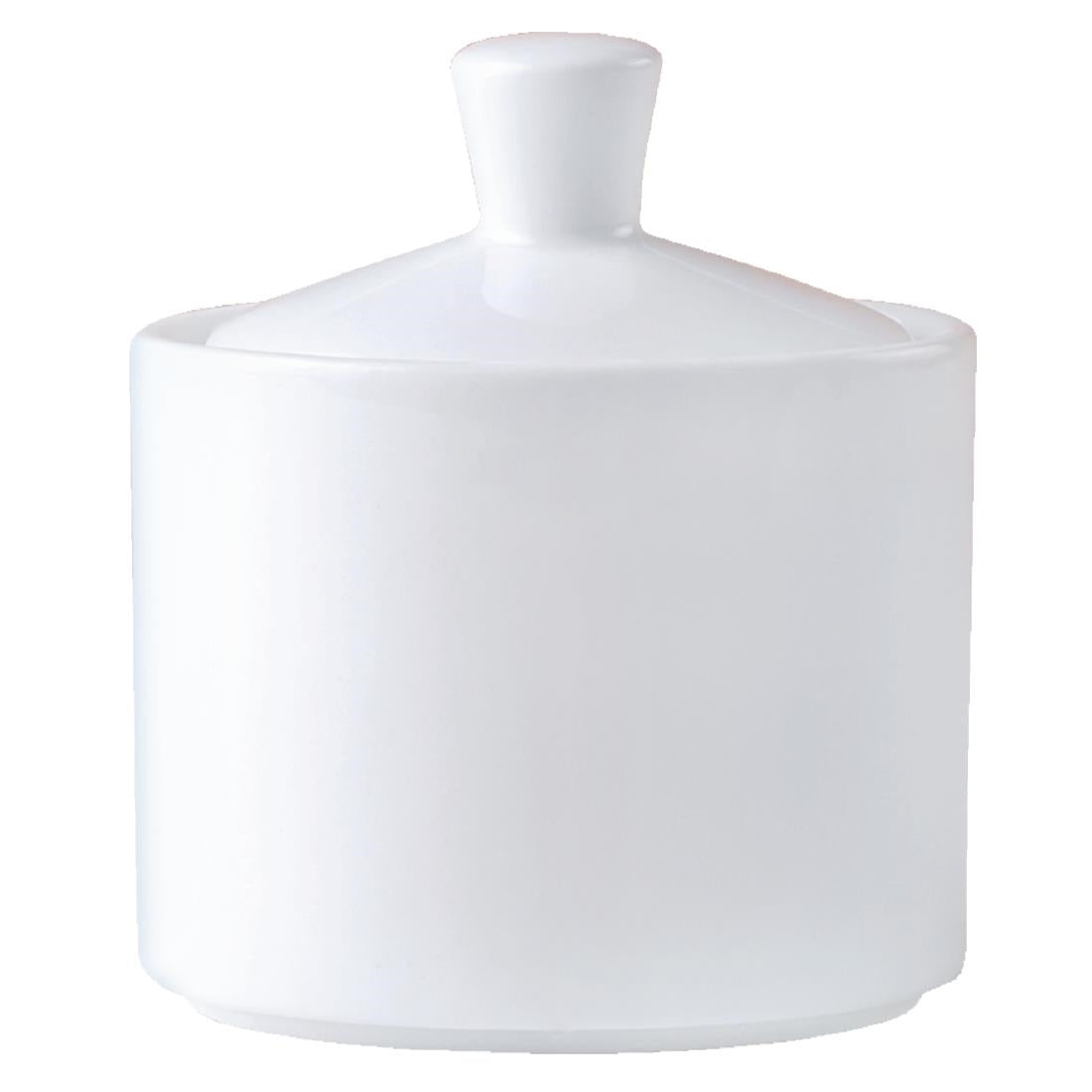 V7442 Steelite Monaco White Vogue Sugar Pots and Lids (Pack of 6)