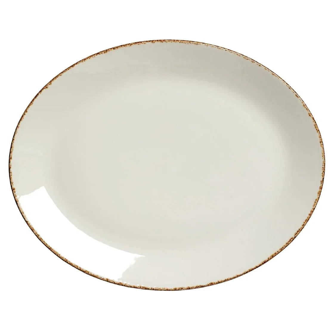 VV1318 Steelite Brown Dapple Oval Coupe Plates 342mm (Pack of 12) - JD Catering Equipment Solutions Ltd