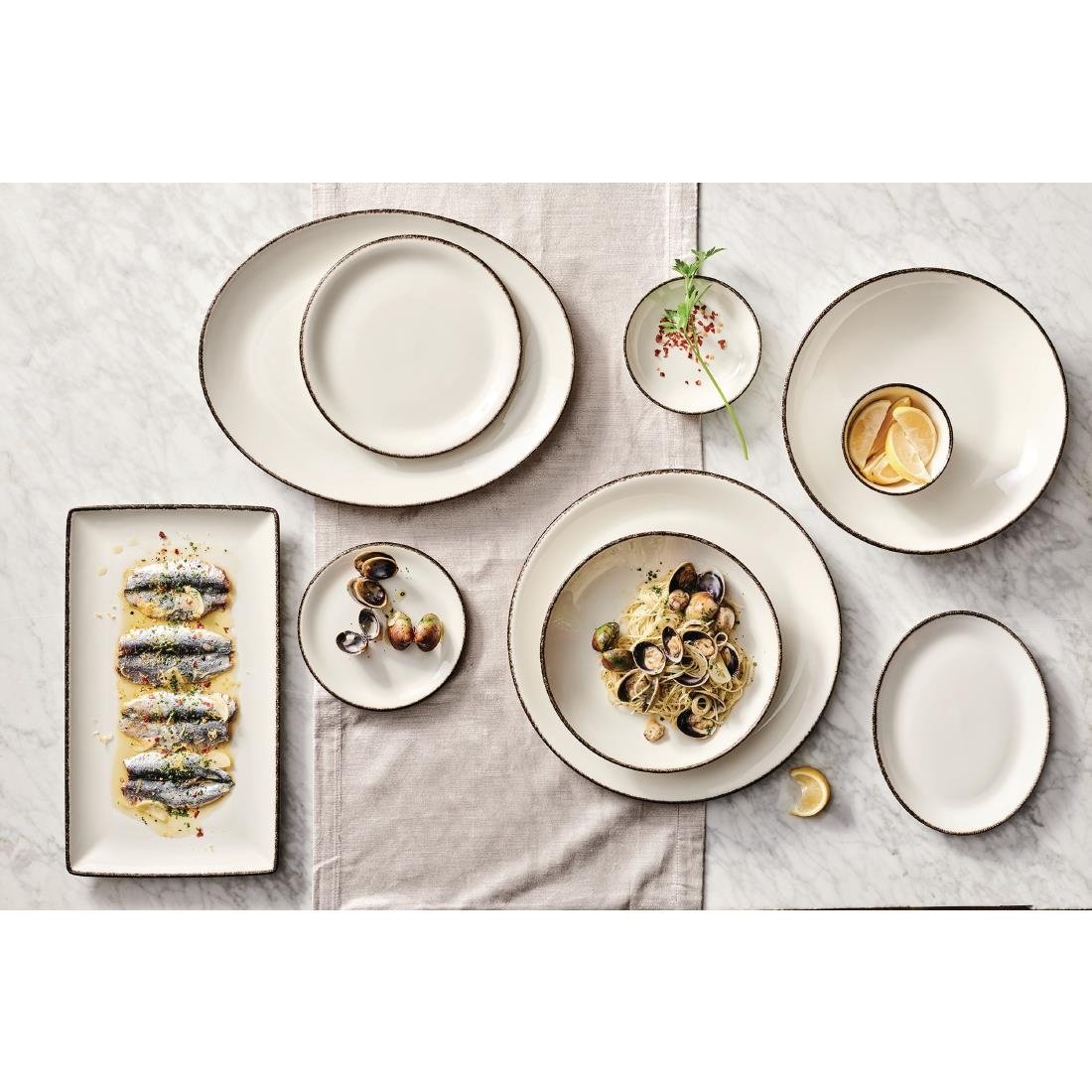 VV1322 Steelite Charcoal Dapple Oval Coupe Plates 305mm (Pack of 12)