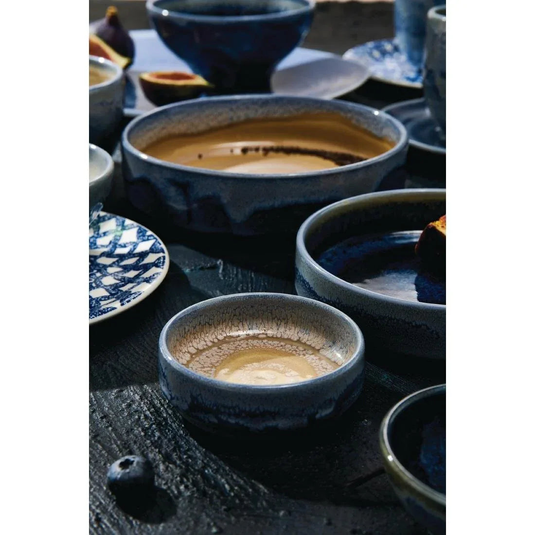 VV2460 Steelite Aurora Revolution Bluestone Round Stacking Trays 75mm (Pack of 12) - JD Catering Equipment Solutions Ltd