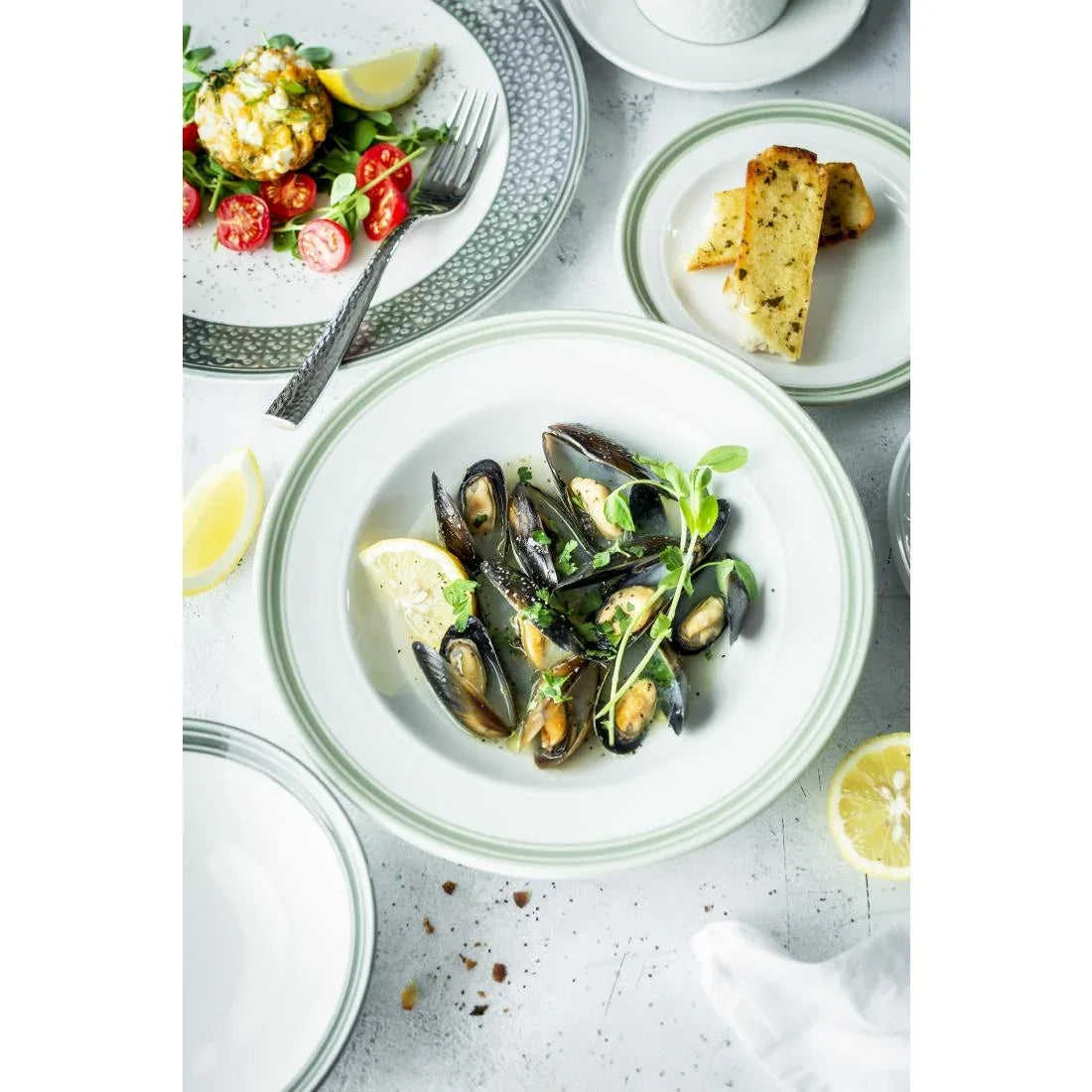 VV2654 Steelite Bead Sage Plates 165mm (Pack of 12) - JD Catering Equipment Solutions Ltd