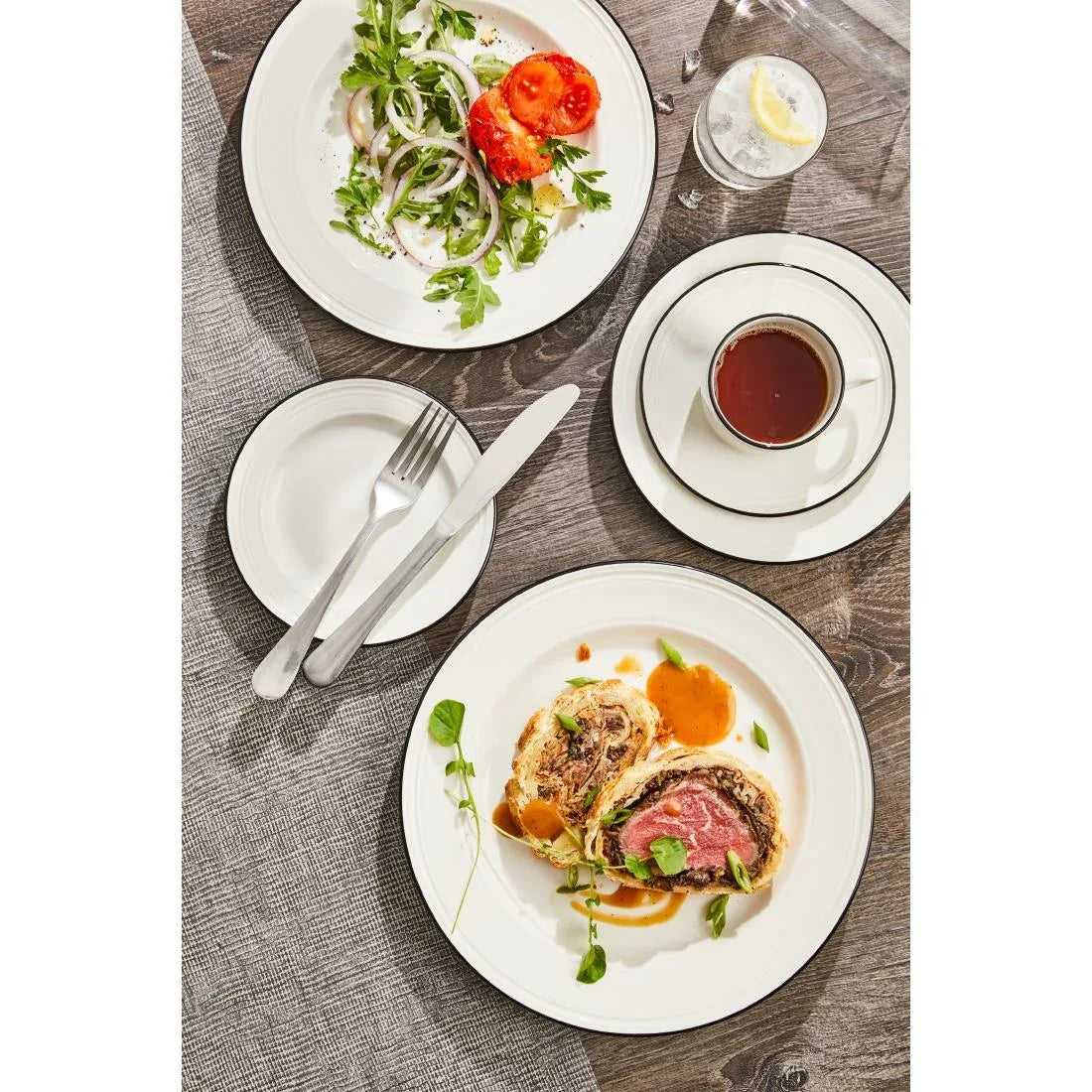 VV2675 Steelite Bead Black Band Plates 203mm (Pack of 12) - JD Catering Equipment Solutions Ltd