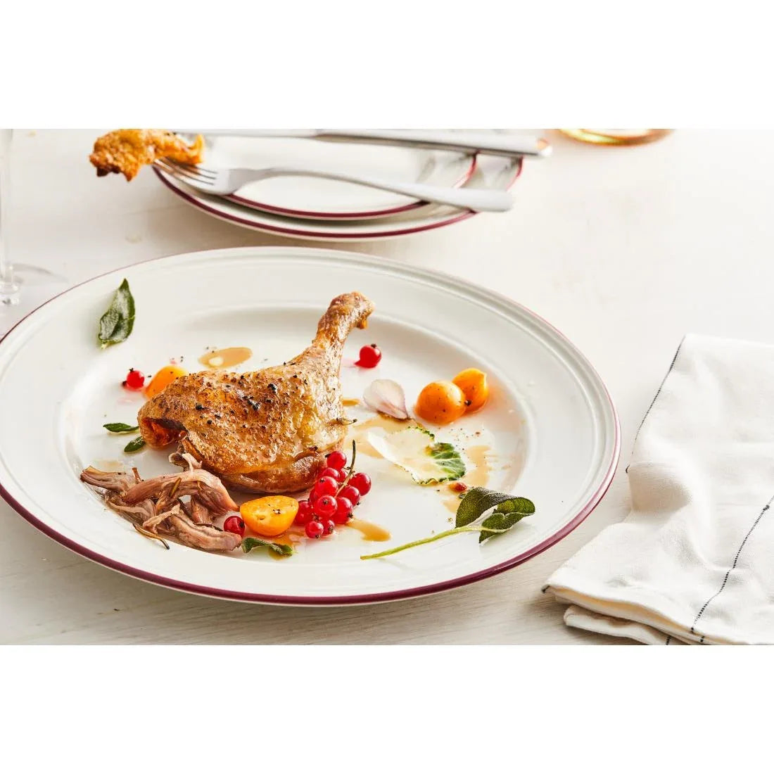 VV2686 Steelite Bead Maroon Band Plates 202mm (Pack of 12) - JD Catering Equipment Solutions Ltd