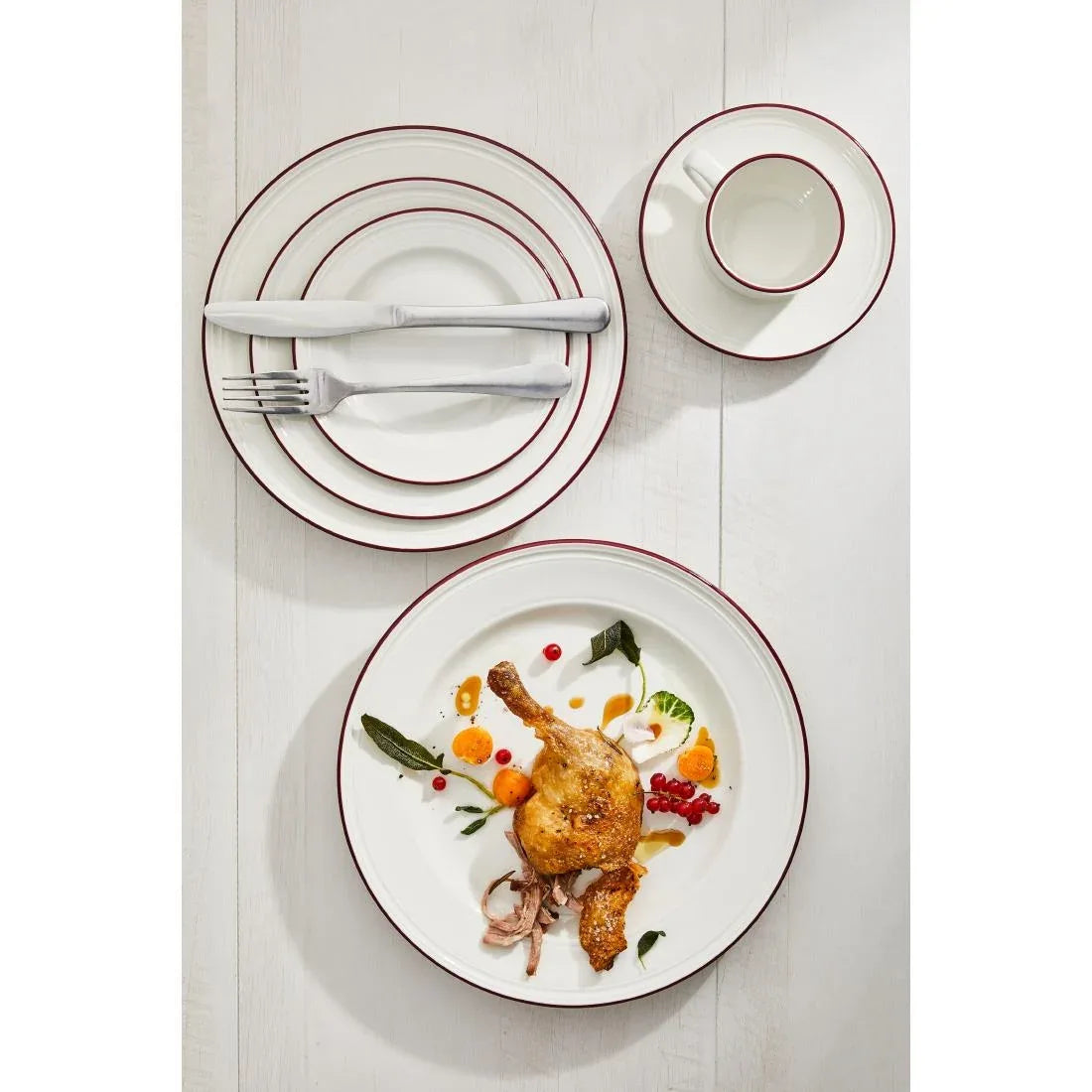 VV2686 Steelite Bead Maroon Band Plates 202mm (Pack of 12) - JD Catering Equipment Solutions Ltd