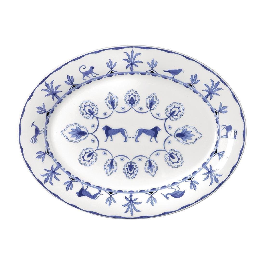 VV3975 William Edwards Sultan's Garden Blue Oval Tray Misc 350mm (Pack of 24)