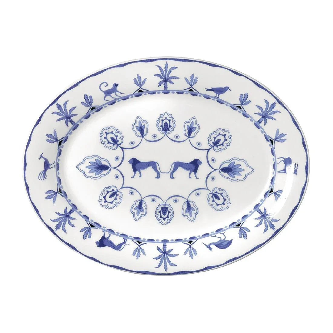 VV3975 William Edwards Sultan's Garden Blue Oval Tray Misc 350mm (Pack of 24) - JD Catering Equipment Solutions Ltd