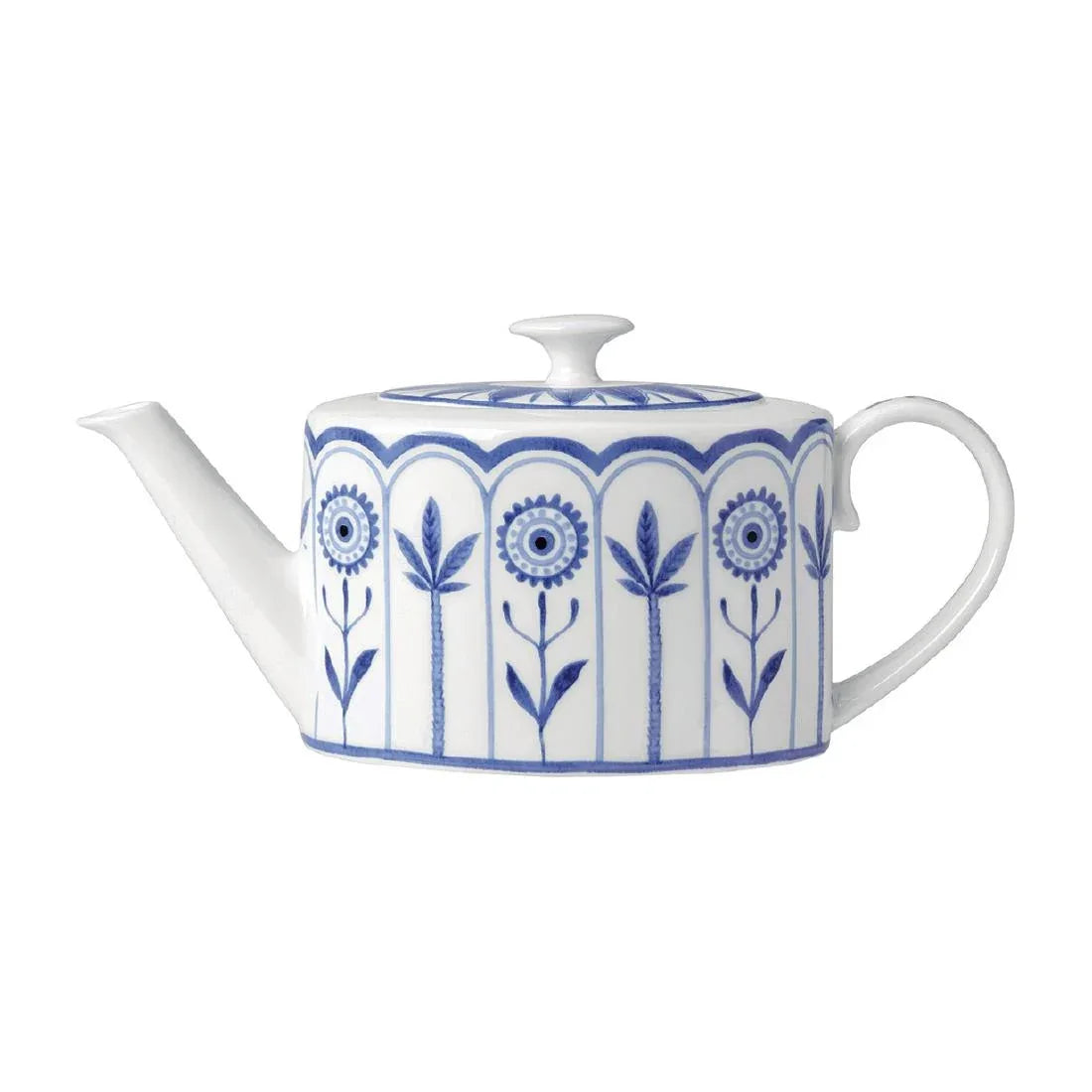 VV3978 William Edwards Sultan's Garden Blue 2 Cup Oval Teapot Coupe 550ml (Pack of 24) - JD Catering Equipment Solutions Ltd