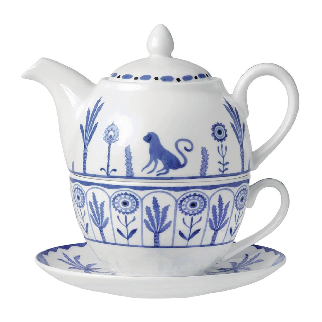 VV3982 William Edwards Sultan's Garden Blue Tea for One Set Coupe (Pack of 6)
