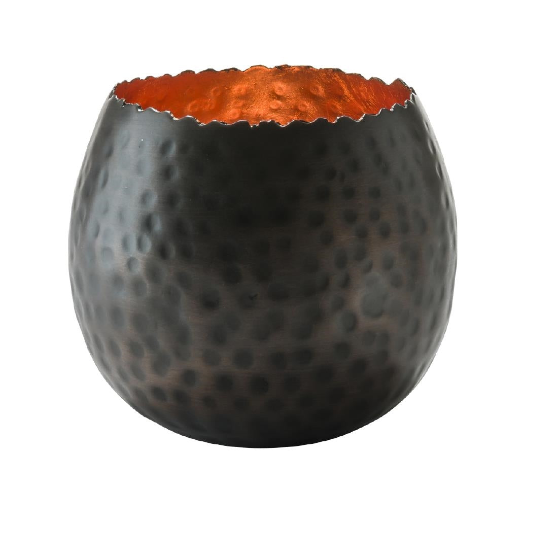 VV4041 Hollowick Cauldron Hammered Dark Bronze & Copper Leaf Metal Votive 4 (Pack of 6)