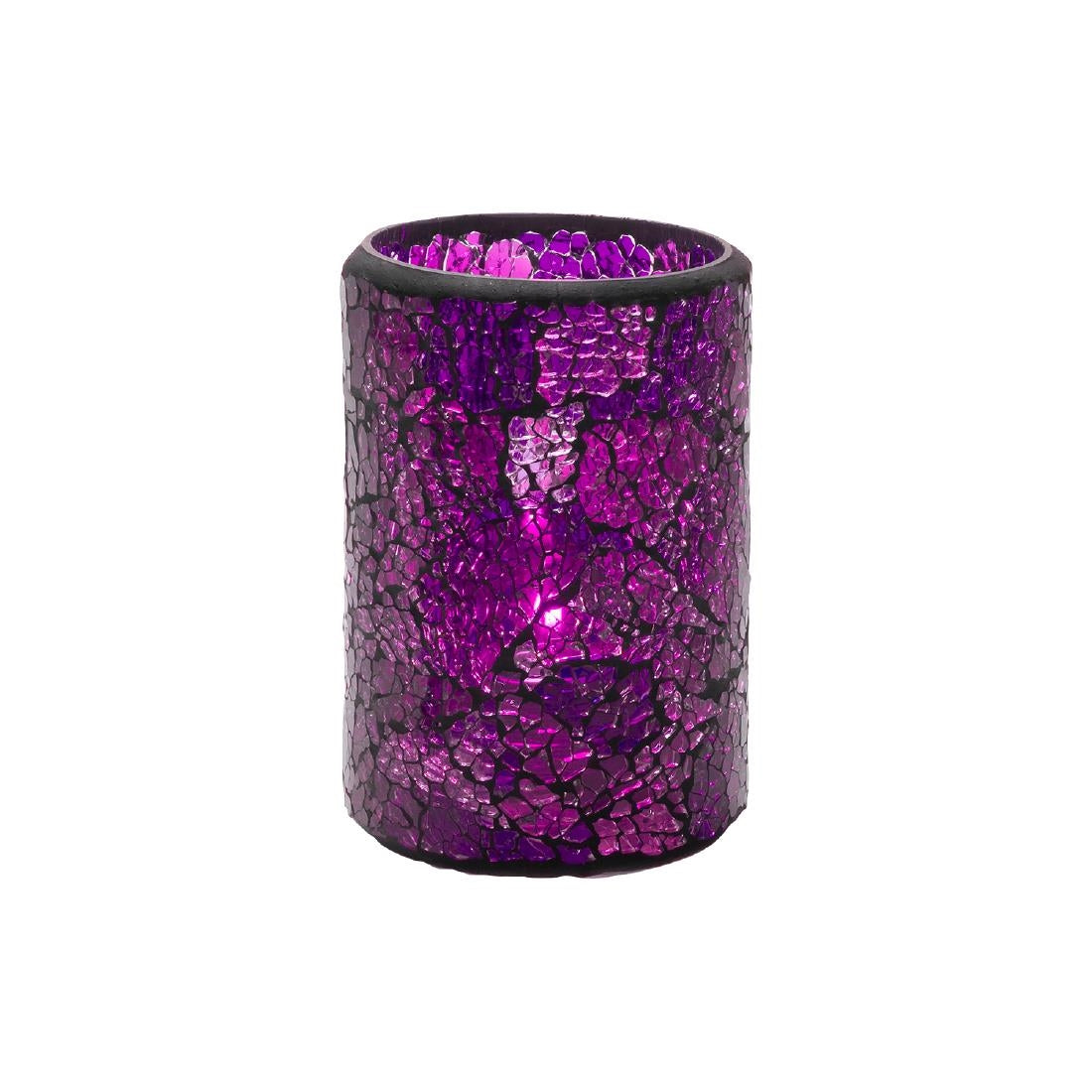 VV4046 Hollowick 3Crackle Blue & Purple Crackle Glass Cylinder Lamp 80mm x 102mm (Pack of 24)