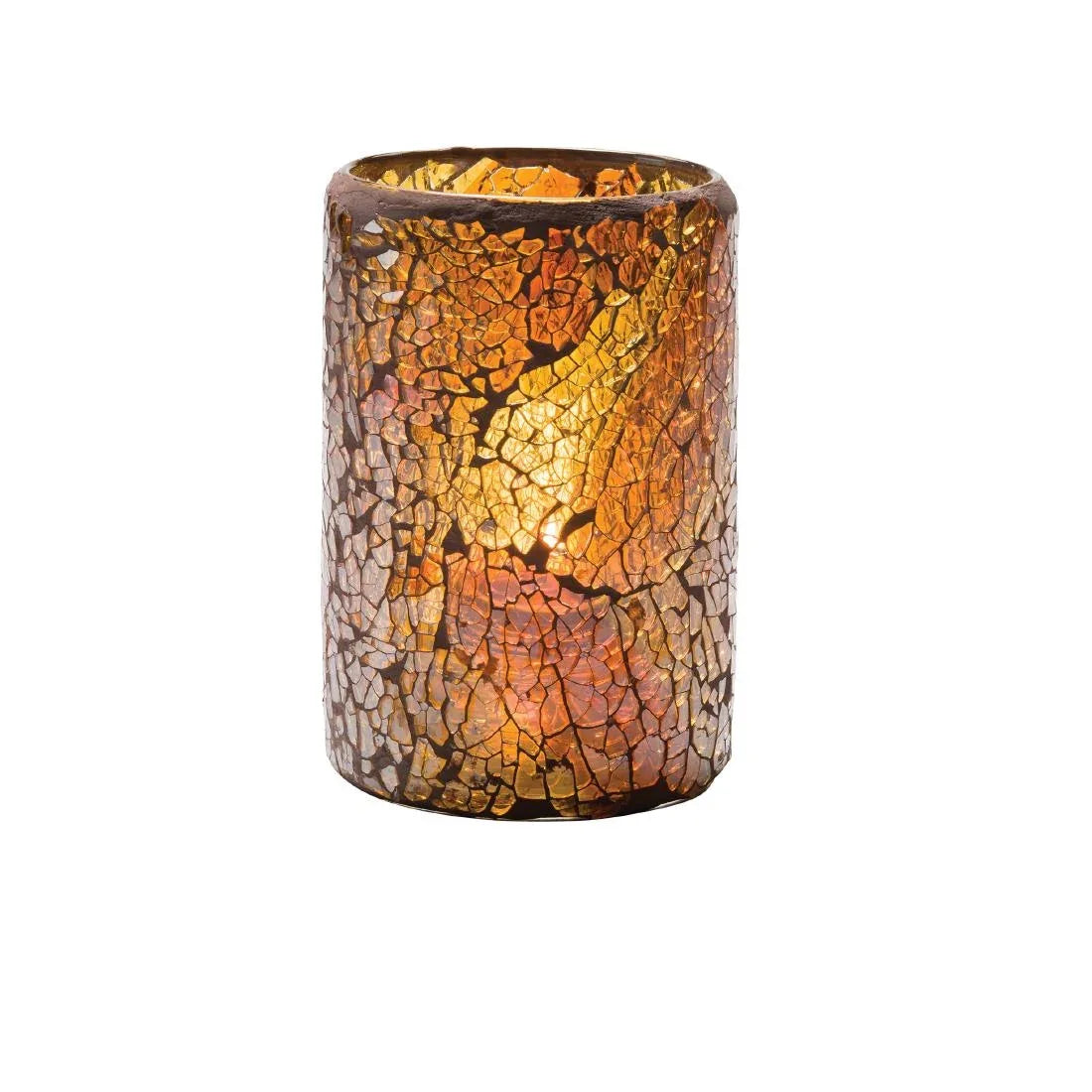 VV4047 Hollowick Crackle Gold Crackle Glass Cylinder Lamp 80mm x 114mm (Pack of 24) - JD Catering Equipment Solutions Ltd