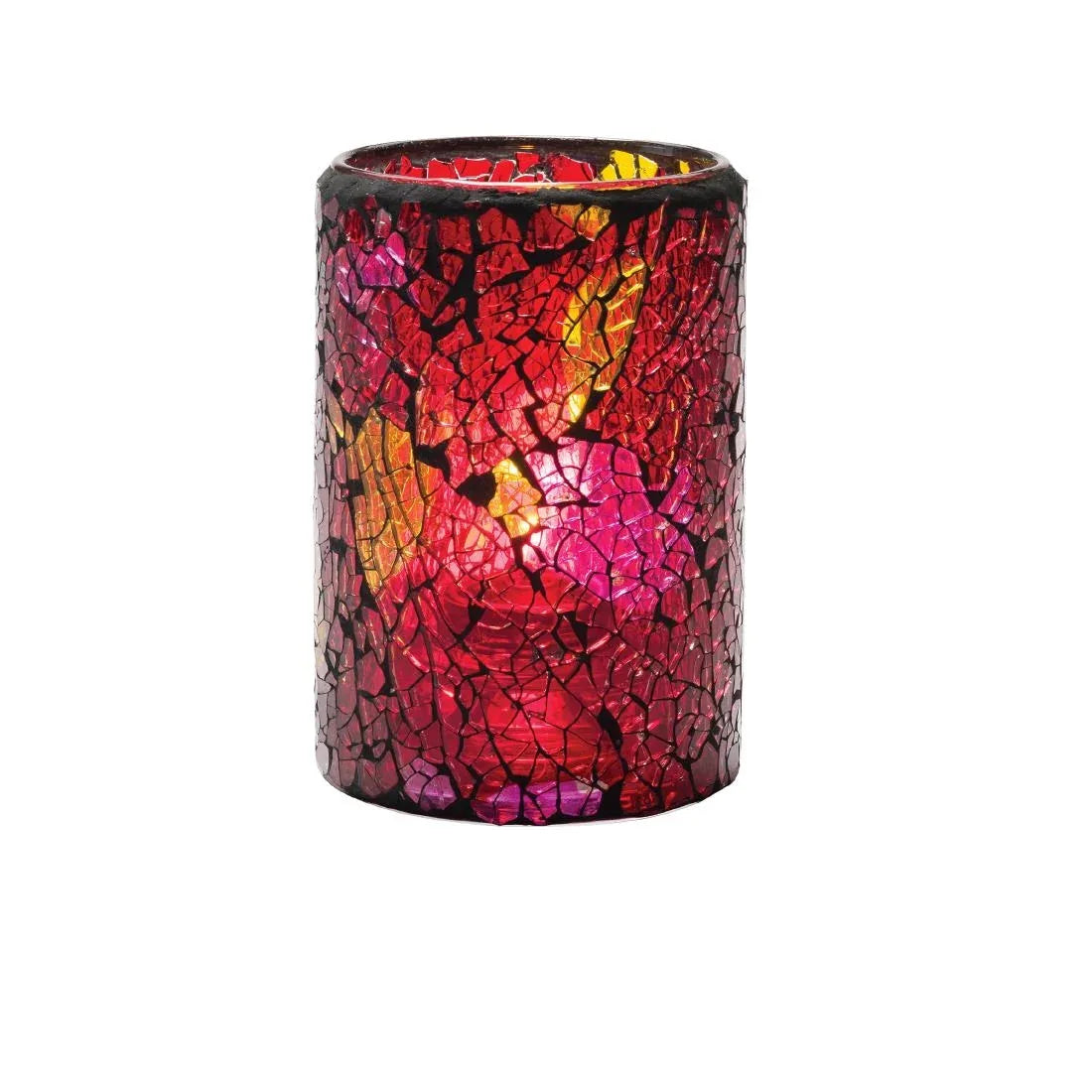 VV4048 Hollowick Crackle Red & Gold Crackle Glass Cylinder Lamp 80mm x 144mm (Pack of 24) - JD Catering Equipment Solutions Ltd