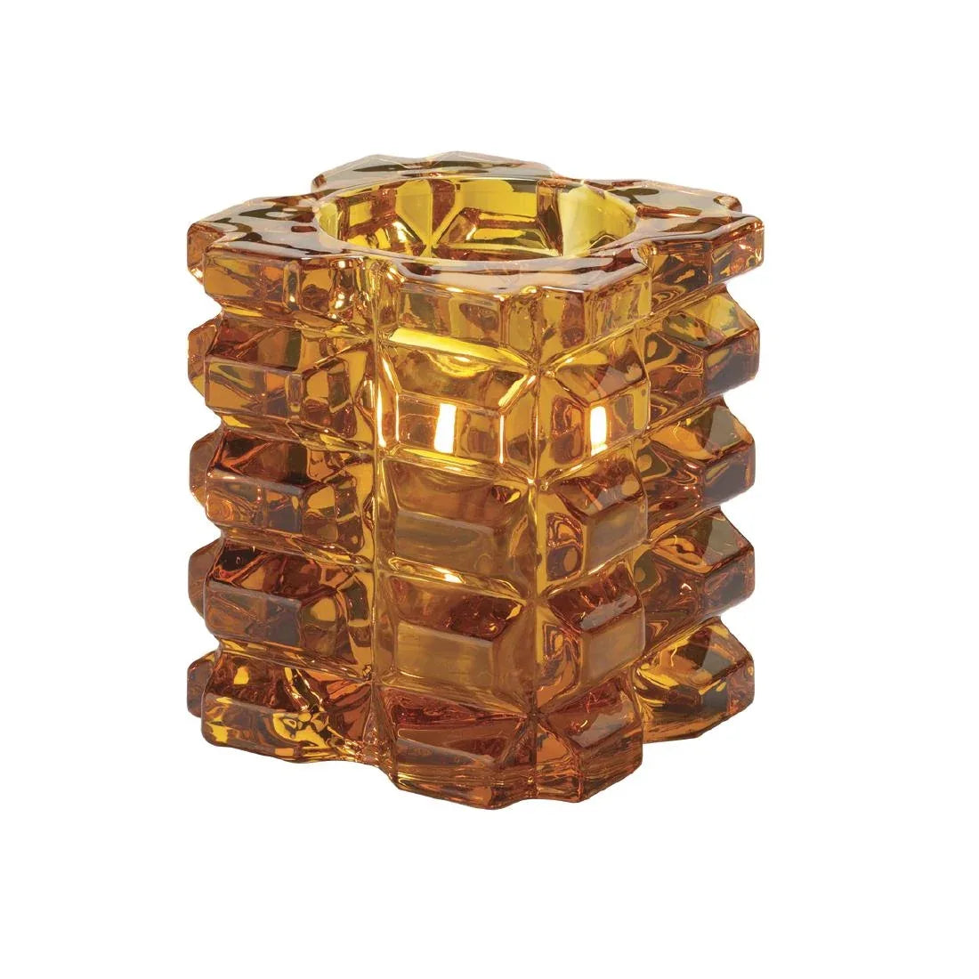 VV4060 Hollowick Faceted Cube Amber Glass Votive 76mm x 83mm (Pack of 6) - JD Catering Equipment Solutions Ltd
