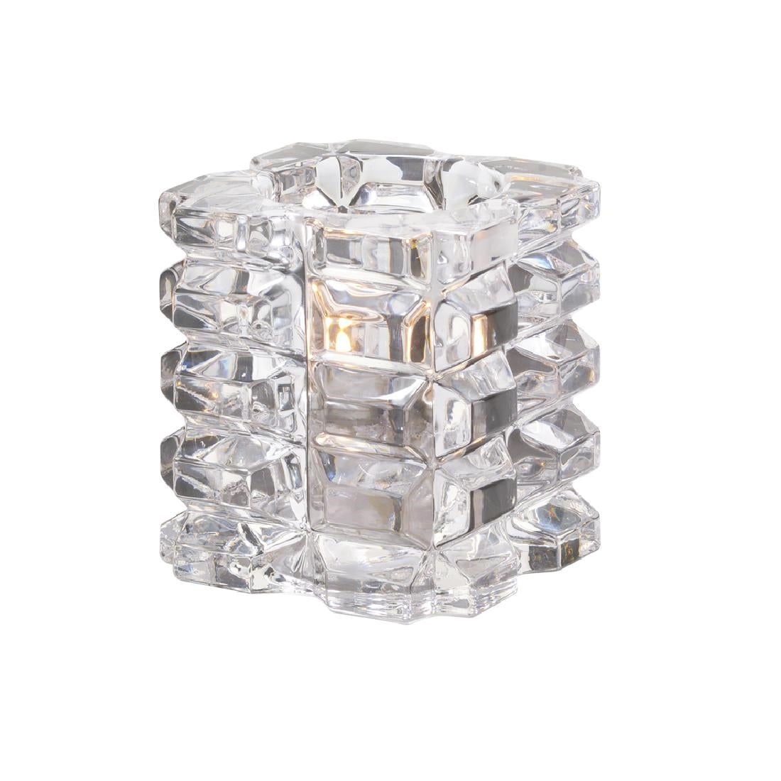VV4061 Hollowick Faceted Cube Clear Glass Votive 76mm x 83mm (Pack of 6)