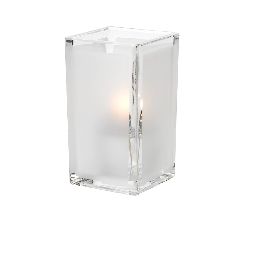 VV4064 Hollowick Quad Clear Satin Panel Glass Votive 64mm x 110mm (Pack of 6)