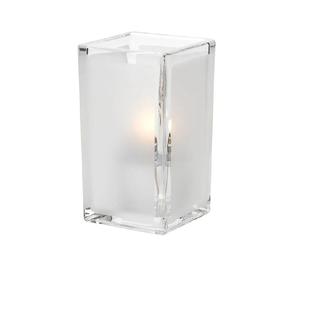 VV4064 Hollowick Quad Clear Satin Panel Glass Votive 64mm x 110mm (Pack of 6) - JD Catering Equipment Solutions Ltd