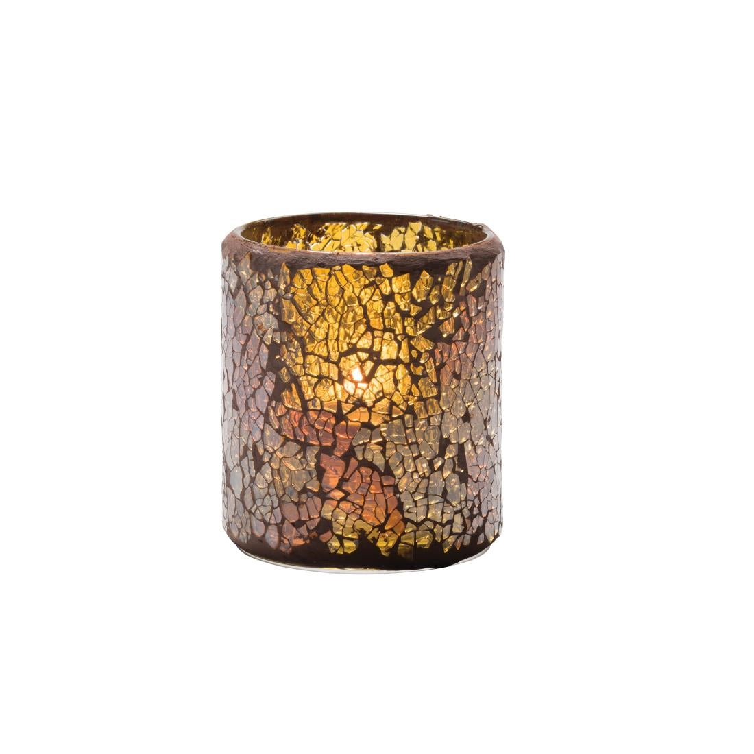 VV4072 Hollowick Crackle Gold Crackle Glass Votive Lamp 76mm x 80mm (Pack of 36)