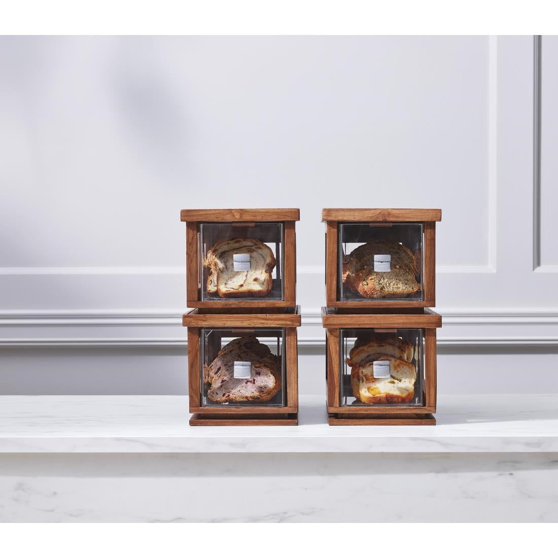 VV4491 Steelite D.W. Haber Fusion Ash Grey Stackable Bakery Box with Acrylic Drawer