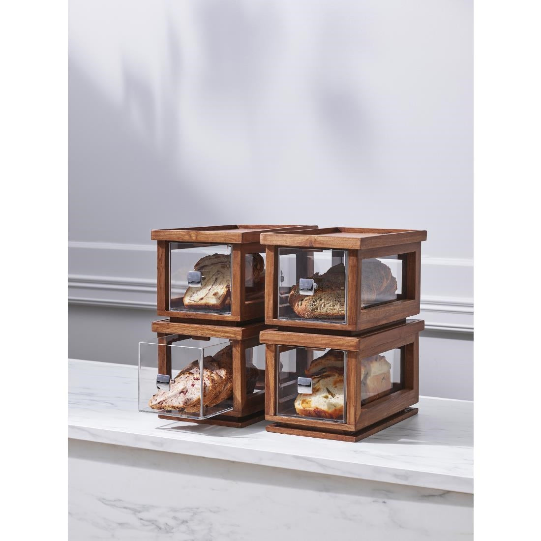 VV4491 Steelite D.W. Haber Fusion Ash Grey Stackable Bakery Box with Acrylic Drawer