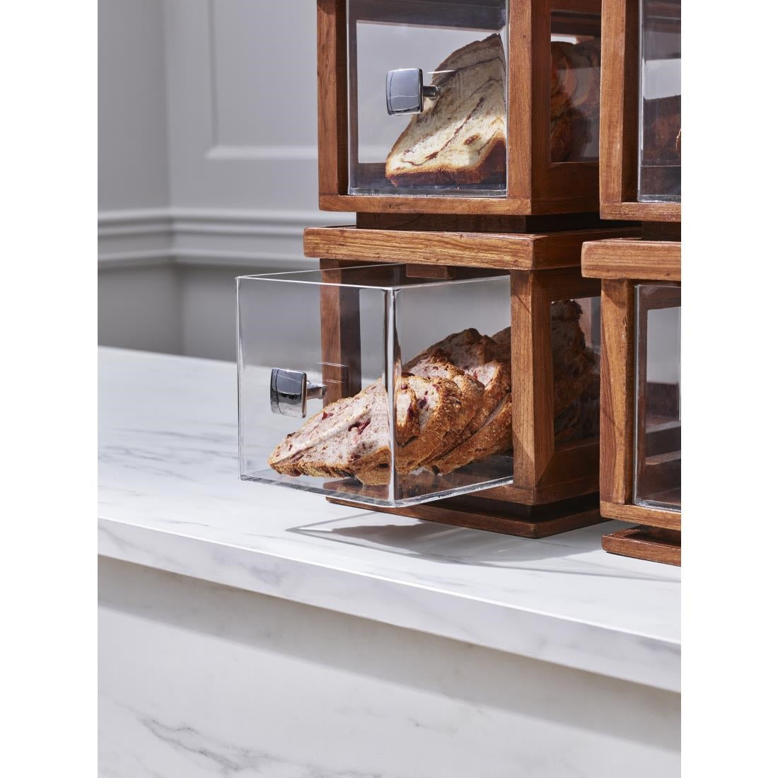 VV4491 Steelite D.W. Haber Fusion Ash Grey Stackable Bakery Box with Acrylic Drawer