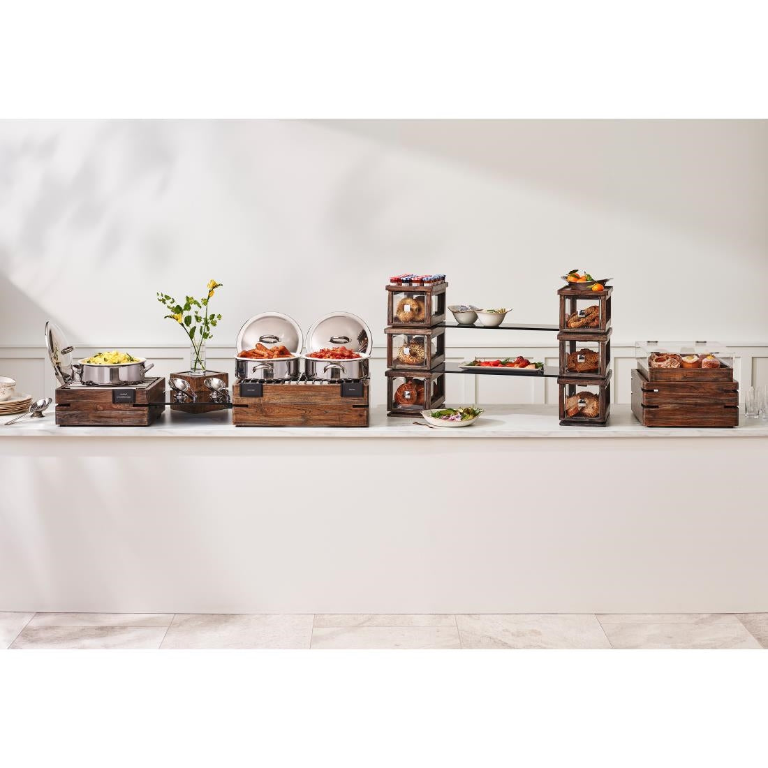 VV4491 Steelite D.W. Haber Fusion Ash Grey Stackable Bakery Box with Acrylic Drawer