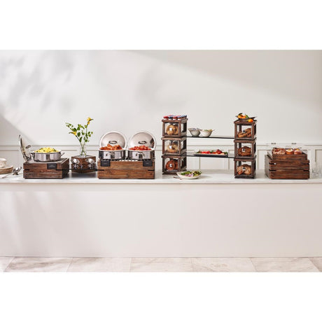 VV4491 Steelite D.W. Haber Fusion Ash Grey Stackable Bakery Box with Acrylic Drawer