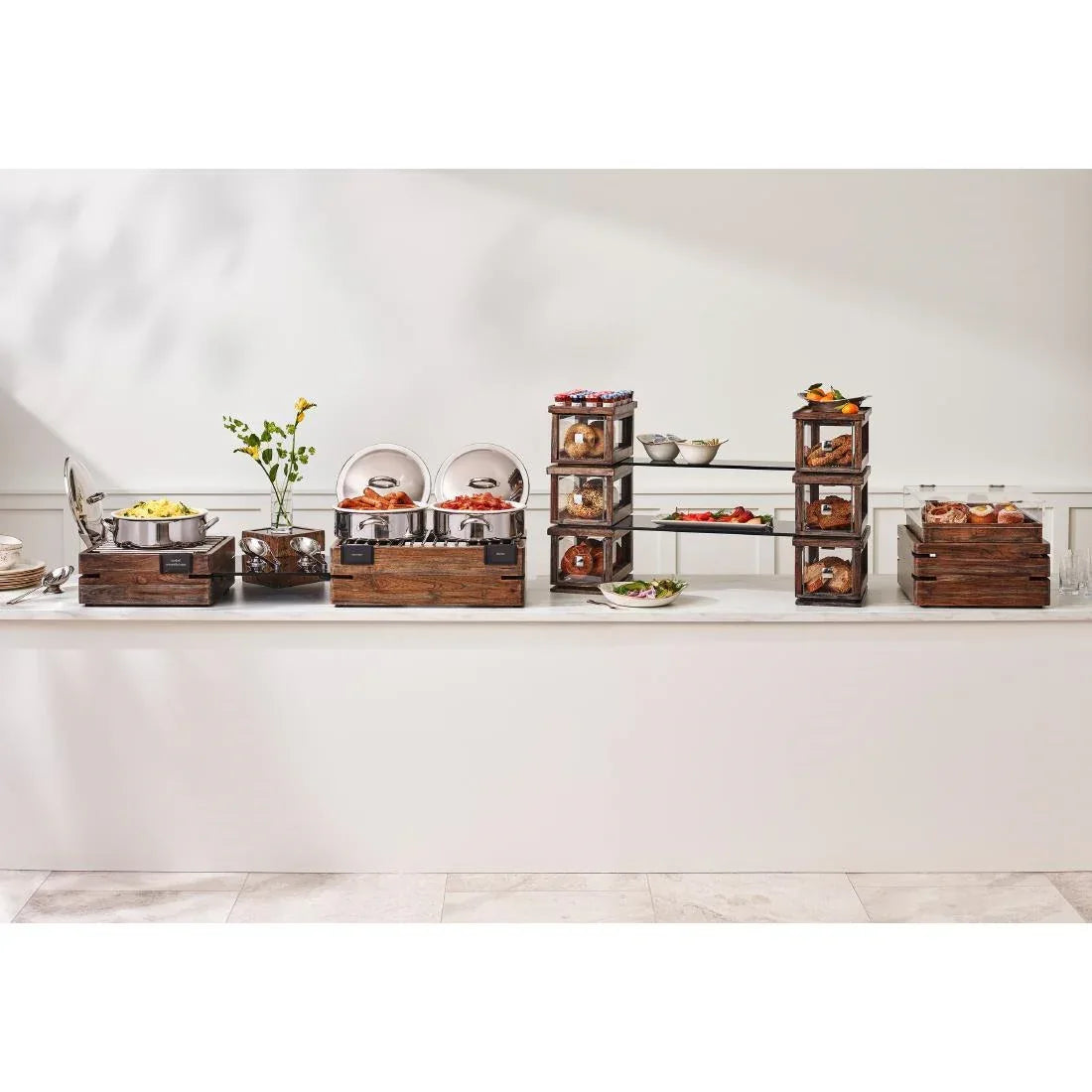 VV4491 Steelite D.W. Haber Fusion Ash Grey Stackable Bakery Box with Acrylic Drawer