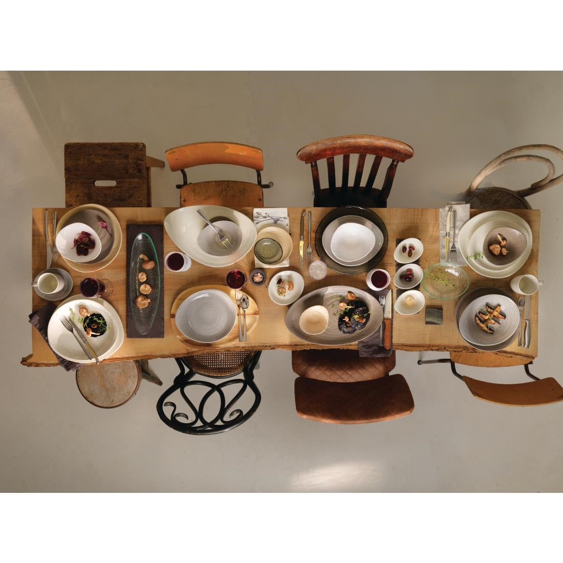 VV722 Steelite Scape Smoked Glass Oval Platters 400mm (Pack of 6)