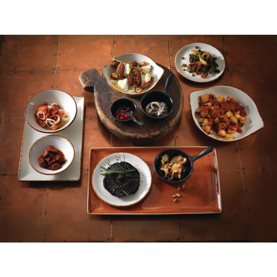 VV767 Steelite Brown Dapple Rectangle Three Plates (Pack of 6)