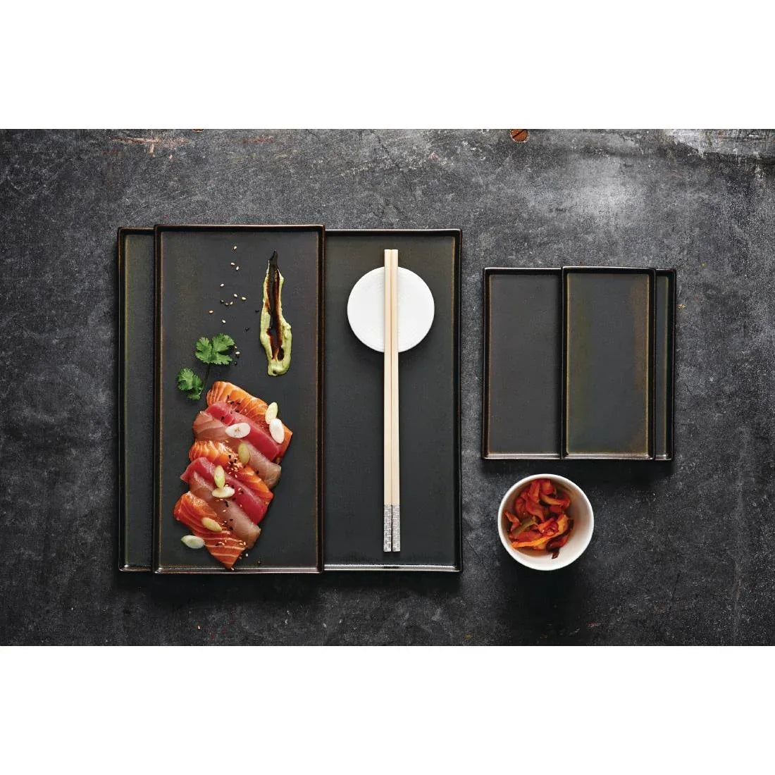 VV842 Rene Ozorio Wabi Sabi Square Trays Slate 285mm (Pack of 6) - JD Catering Equipment Solutions Ltd