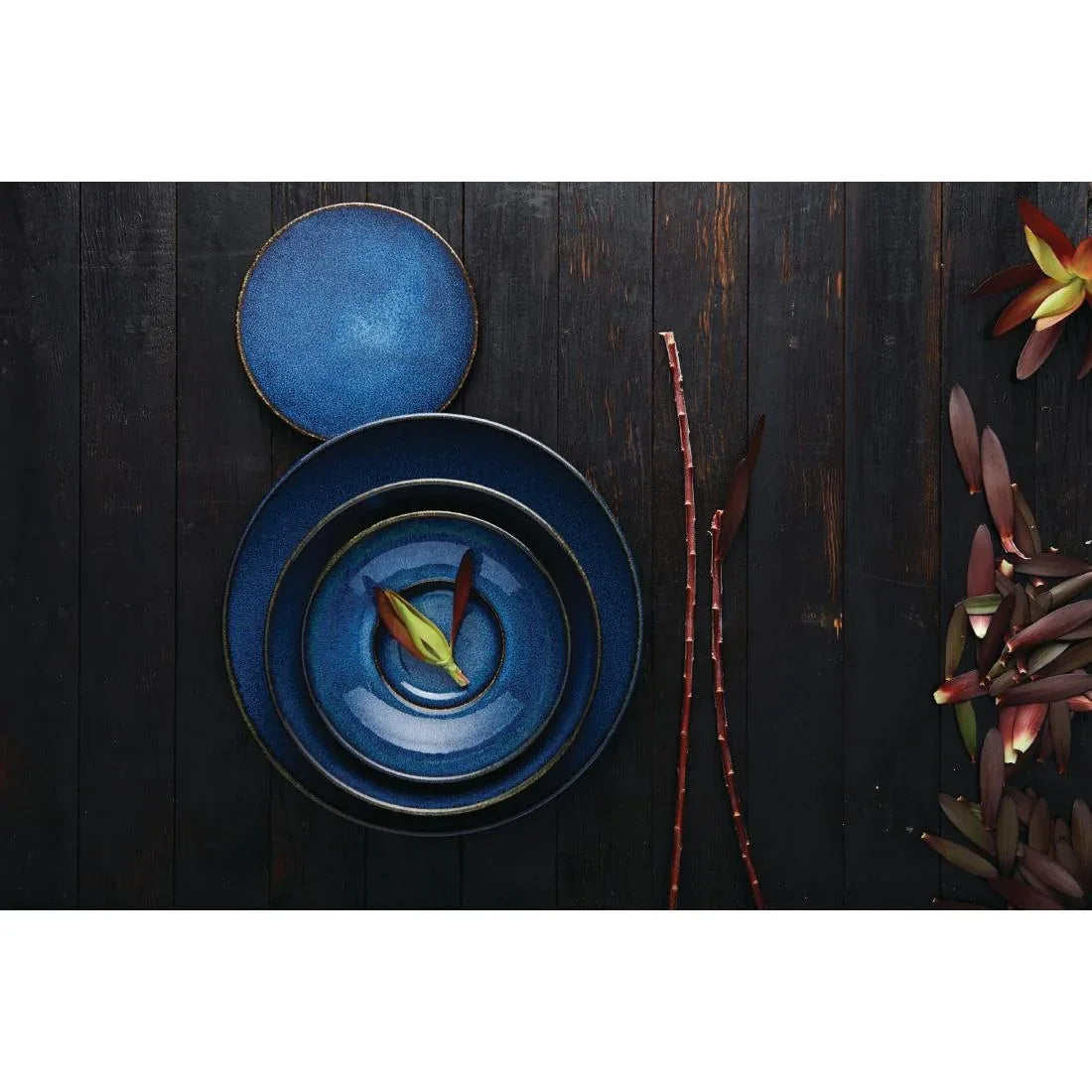 VV851 Rene Ozorio Wabi Sabi Rimmed Coupe Bowls Indigo 165mm (Pack of 12) - JD Catering Equipment Solutions Ltd