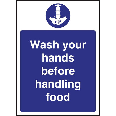 W110 Vogue Wash hands Before Handling Food Sign