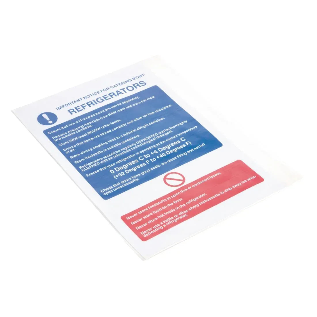 W196 Vogue Refrigerator Guidelines Sign