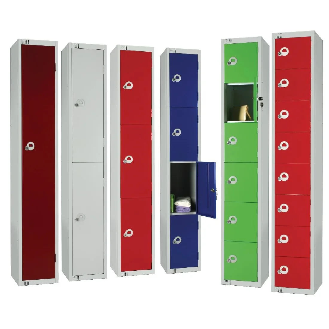 W951-CN Elite Three Door Coin Return Locker Red - JD Catering Equipment Solutions Ltd