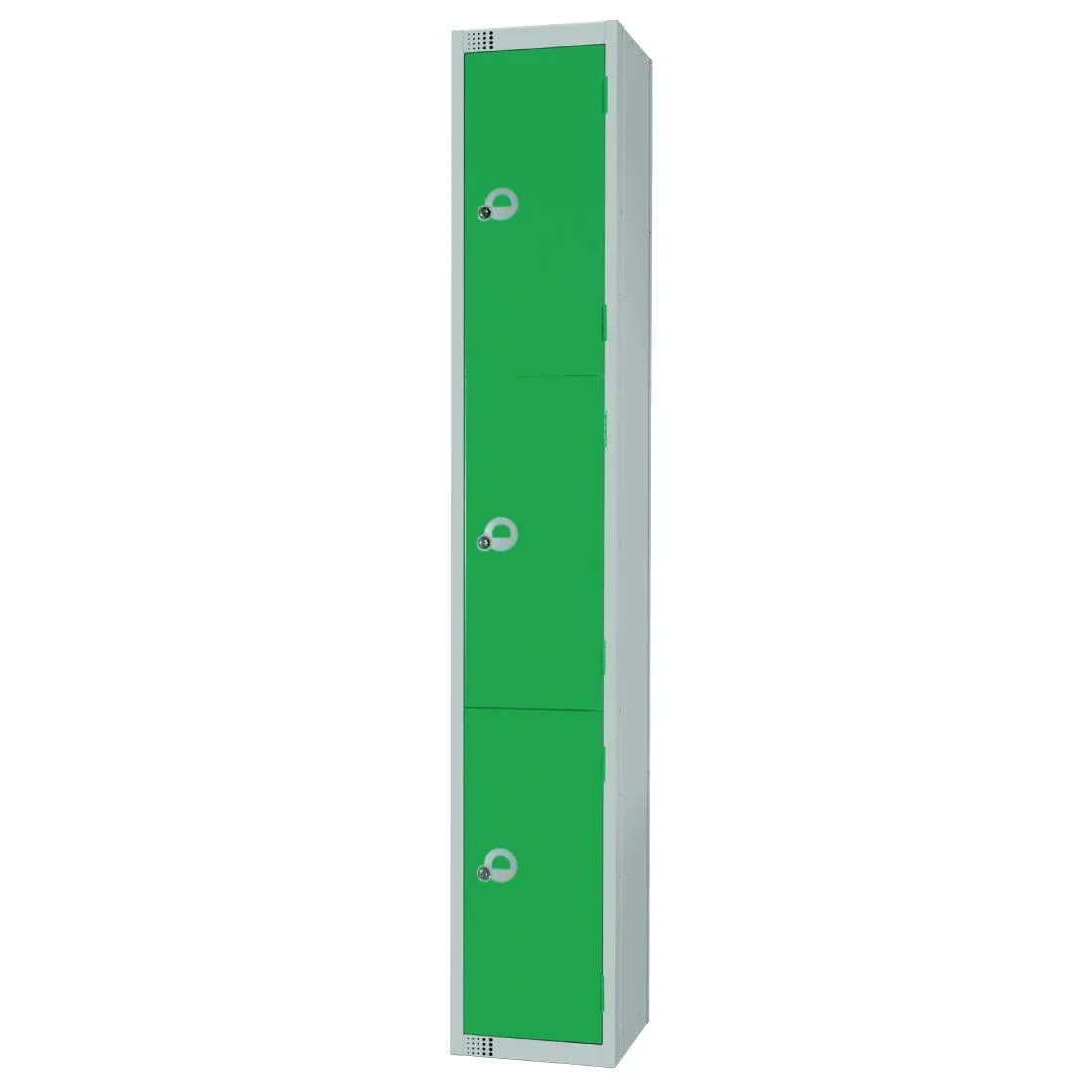 W956-CNS Elite Three Door Coin Return Locker with Sloping Top Green - JD Catering Equipment Solutions Ltd