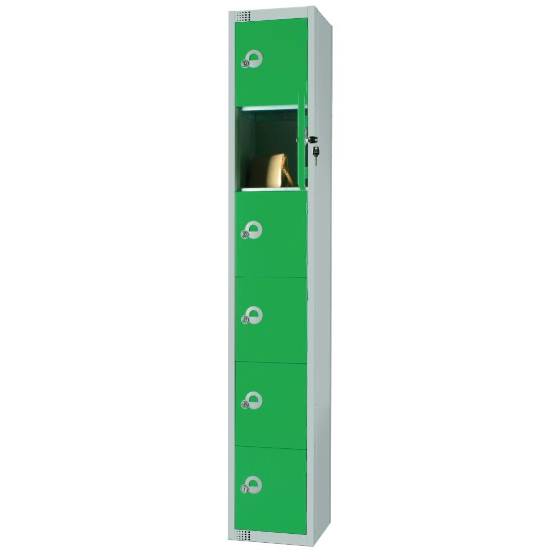 W958-CNS Elite Six Door Coin Return Locker with Sloping Top Green