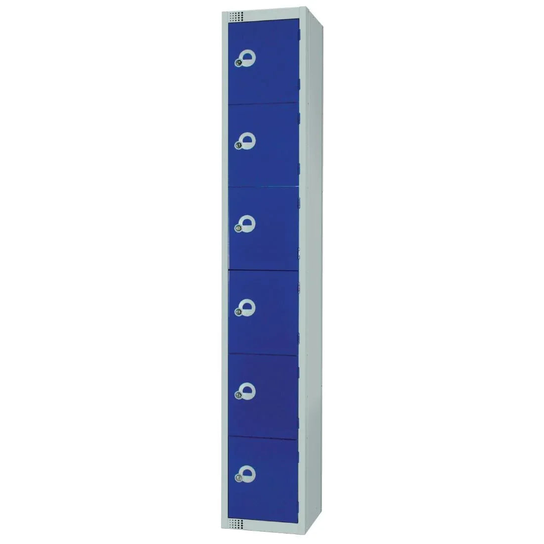 W978-CLS Elite Six Door Manual Combination Locker Locker Blue with Sloping Top - JD Catering Equipment Solutions Ltd