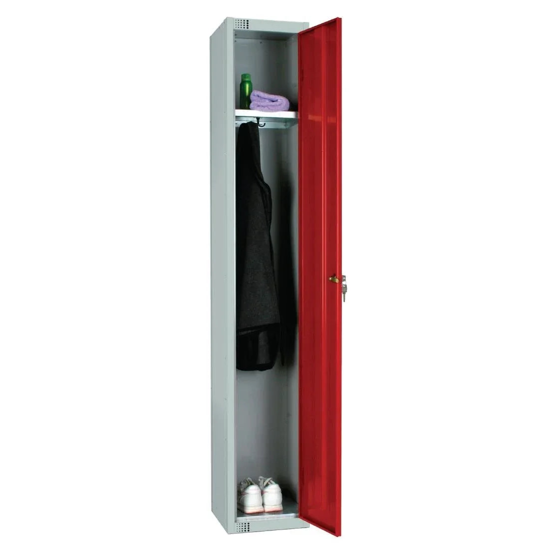 W979-CLS Elite Single Door Manual Combination Locker Locker Red with Sloping Top - JD Catering Equipment Solutions Ltd