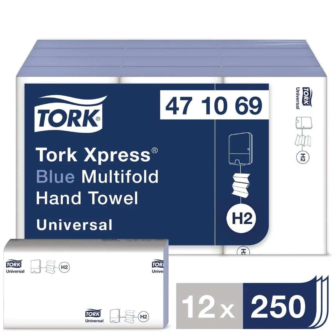 Y038 Tork Z Fold Blue Hand Towels 1Ply 250 Sheets (Pack of 12)