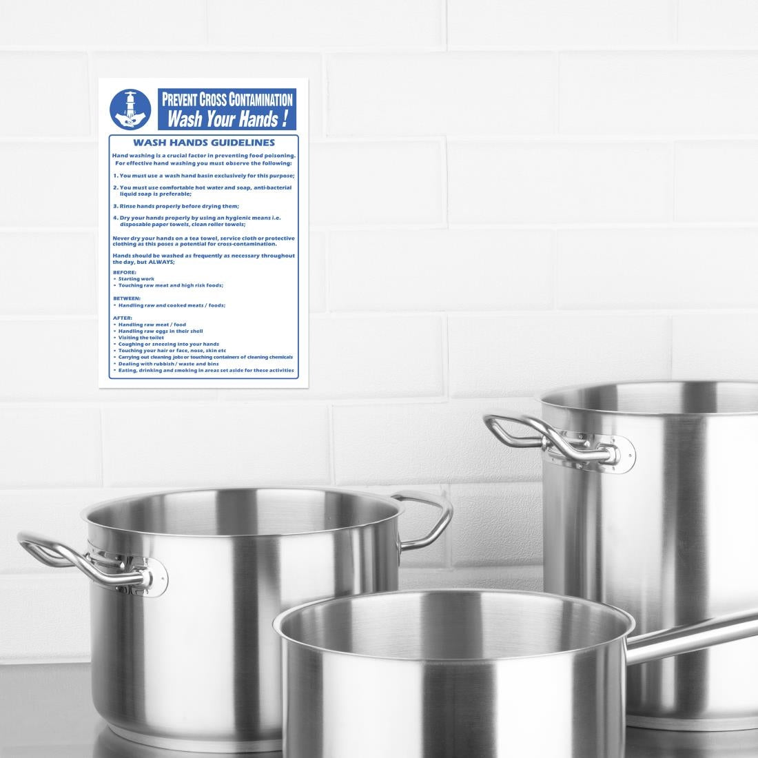 Y909 Vogue Prevent Cross Contamination Wash Hands Sign