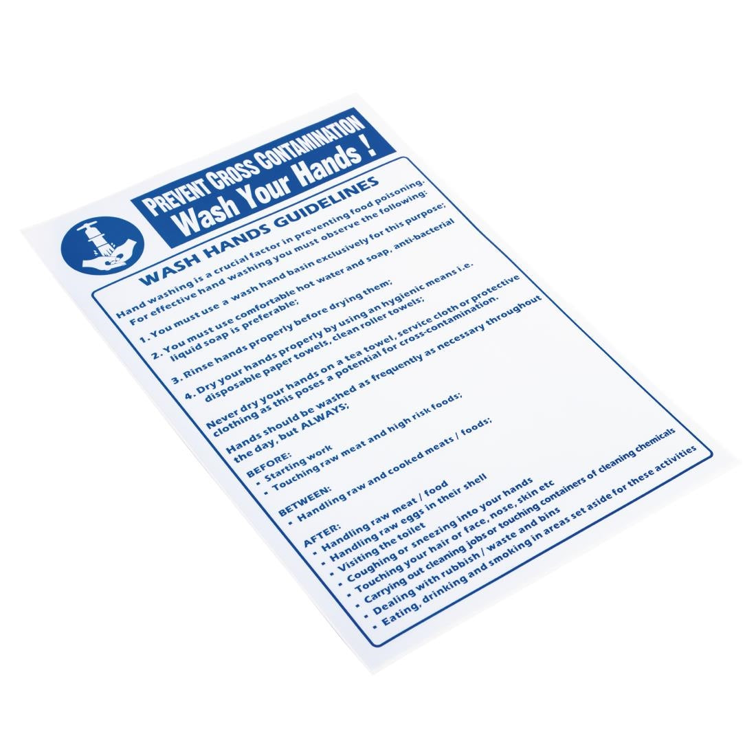 Y909 Vogue Prevent Cross Contamination Wash Hands Sign